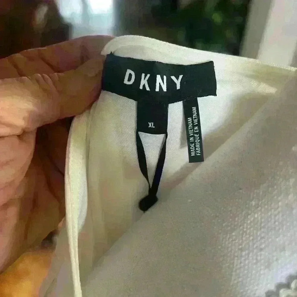 DKNY dress. Size XL ladies color block NWY black yellow white Flowy Airy - Picture 8 of 12